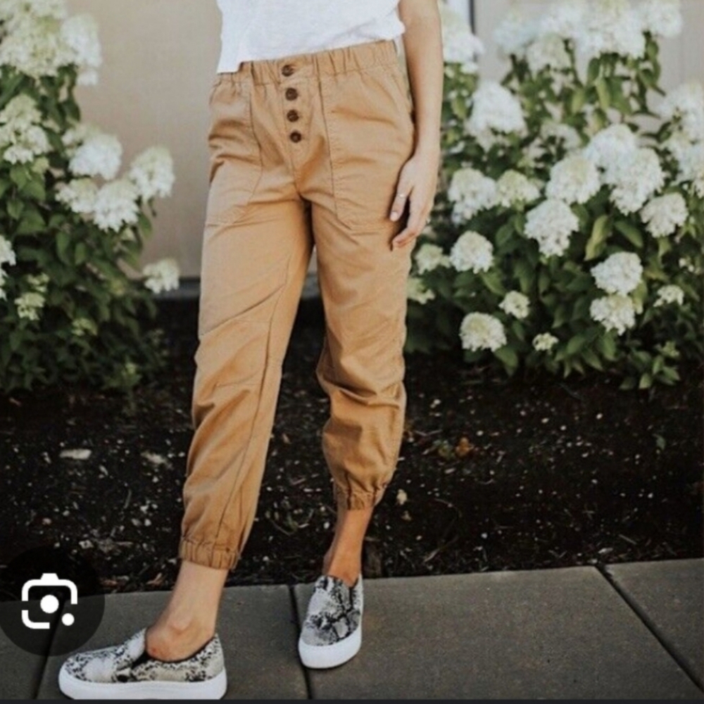Free People Cadet Pull-On Jogger Cropped Khaki Pants